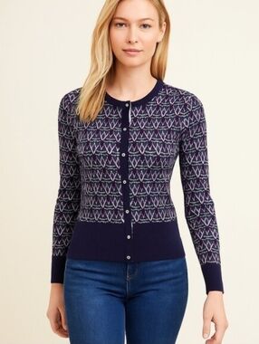 White House Black Market Long Sleeve Chevron Snap Cardigan